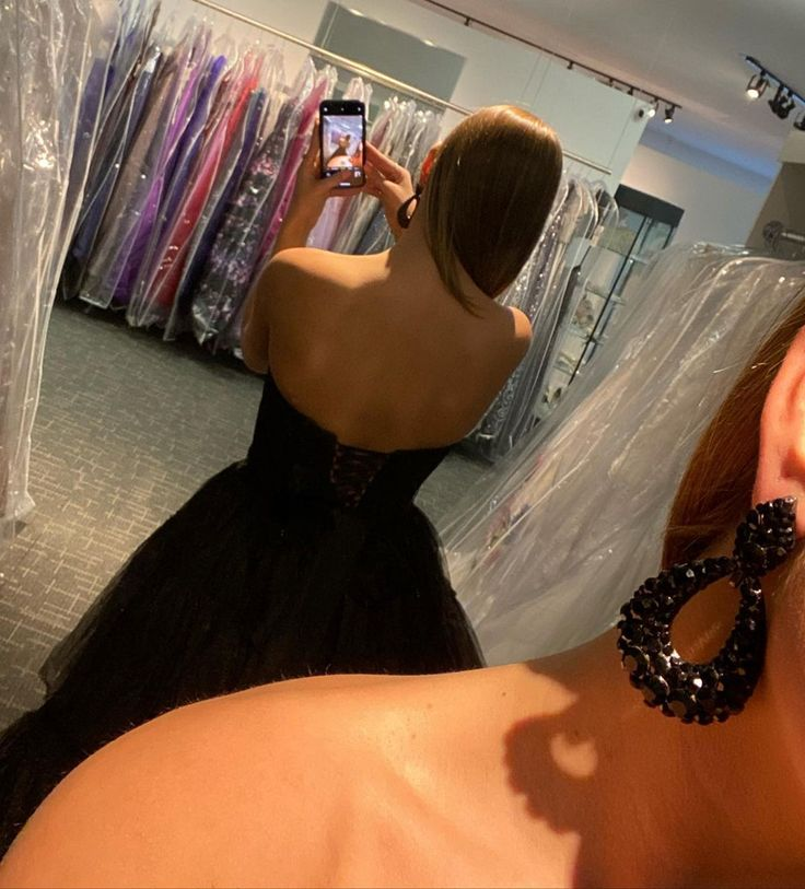 Vestido de fiesta de tul negro de corte alto y bajo, vestido de noche formal de tul negro de corte alto y bajo Y4893