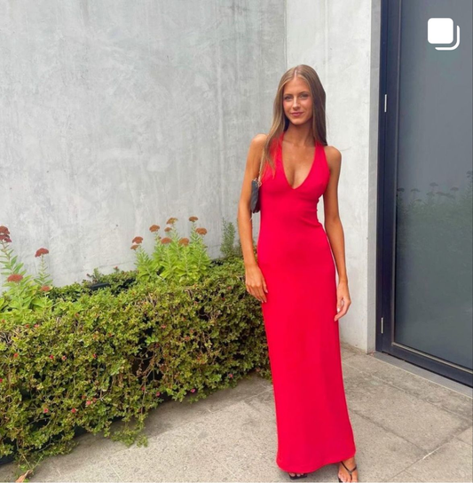 Elegante vestido de fiesta rojo con corte tubo y vestido de noche rojo Y5208