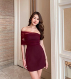 Schickes Burgunderrotes Homecoming-Kleid, Sexy Partykleid, Y2544