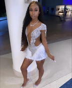 Vestido ajustado sexy con cuentas para 21 cumpleaños, minivestido de fiesta Y780