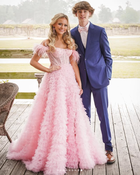 Vestido de fiesta de tul rosa con volantes y corsé, vestido de noche de tul Y6093