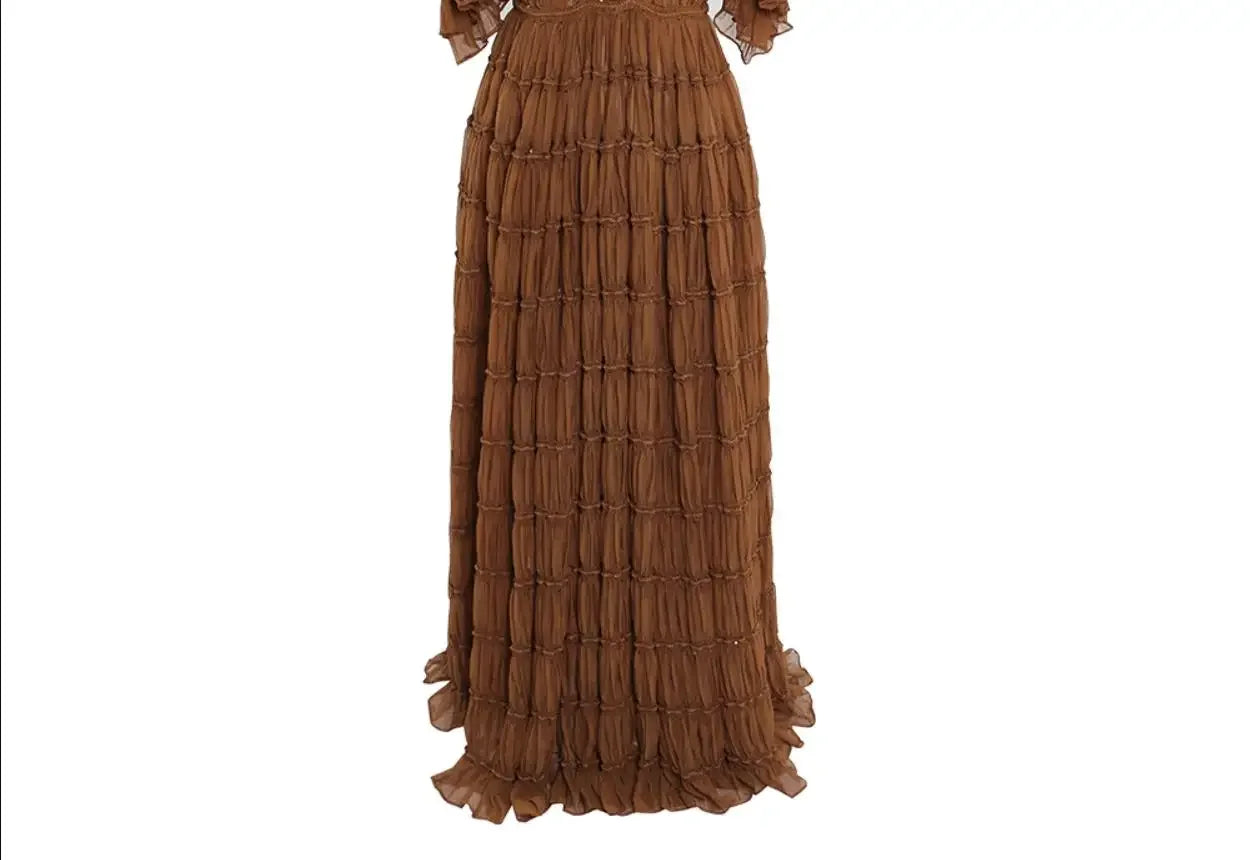 Off Shoulder Chiffon Long Sleeves Boho Beach Photoshoot Outfit Photo Shoot Dress Maternity Gown for Photography Sunnderly SY240062