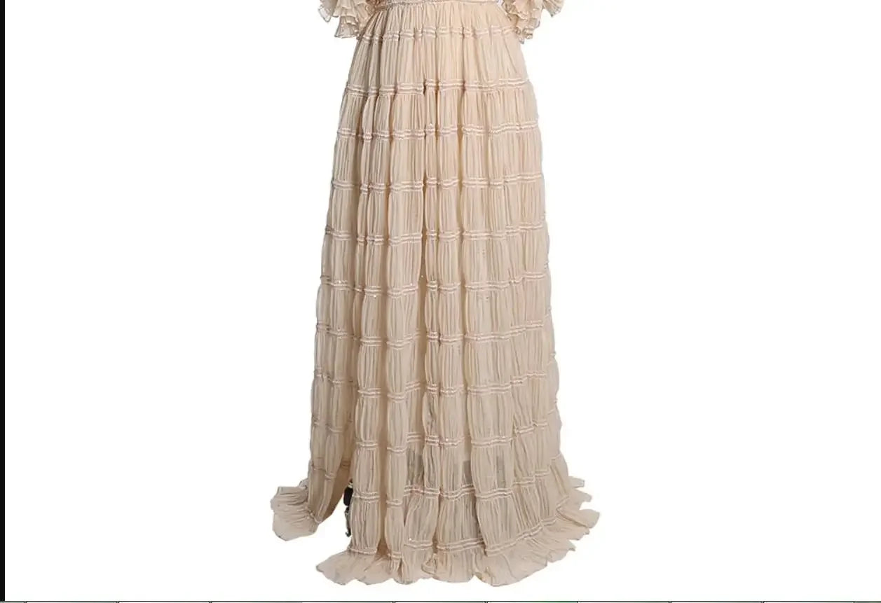 Off Shoulder Chiffon Long Sleeves Boho Beach Photoshoot Outfit Photo Shoot Dress Maternity Gown for Photography Sunnderly SY240062