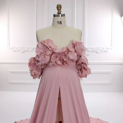 Off Shoulder Open Front Handmade 3D Flower Maternity Dress for Photo Shoot Baby Shower Pregnancy Photoshoot Dress Sunnderly