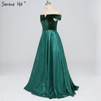 Verkauf Off Schulter Sexy Kontrast Farbe Prom Kleider Boot-ausschnitt Einfache Formale Abend Party Kleid 2025 LA6391 