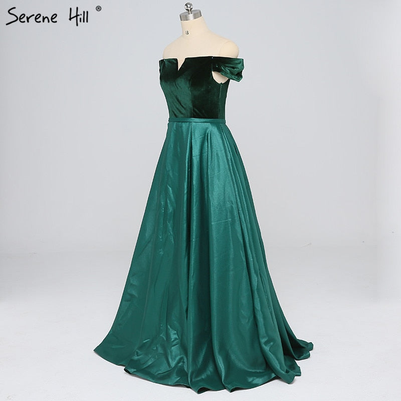 Verkauf Off Schulter Sexy Kontrast Farbe Prom Kleider Boot-ausschnitt Einfache Formale Abend Party Kleid 2025 LA6391 