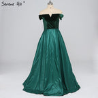Verkauf Off Schulter Sexy Kontrast Farbe Prom Kleider Boot-ausschnitt Einfache Formale Abend Party Kleid 2025 LA6391 