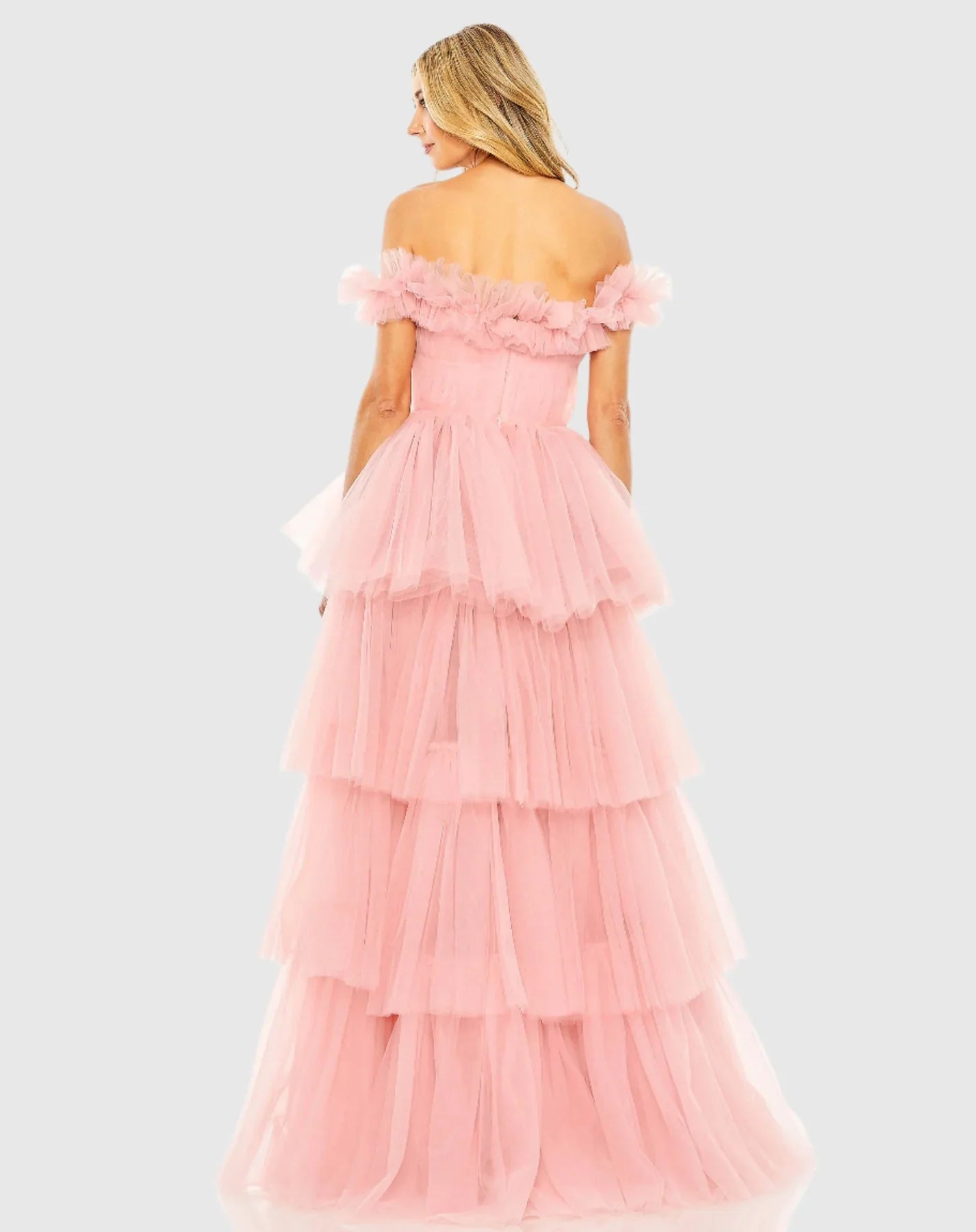 Schulterfreies High Low Tüll-Ballkleid SYP179