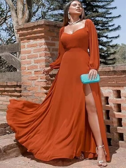 Schulterfreies Chiffon-Ballkleid mit Schlitz SYP170 