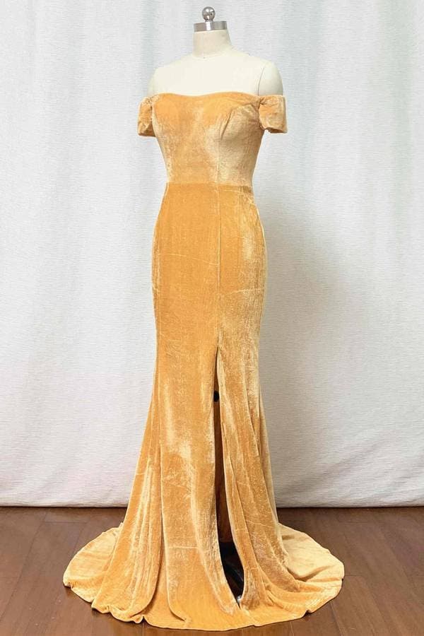 Gold Mermaid Velvet Bridesmaid Dress  SCB72
