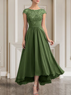 Vestido de gasa con encaje y lentejuelas para madre de la novia, corte A, largo hasta el suelo