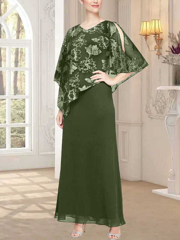 Vestido largo de malla brillante con corpiño asimétrico superpuesto novedoso