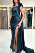 Schicke One-Shoulder-Ärmellose bodenlange Ballkleider mit Schlitz vorne