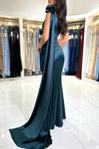Schicke One-Shoulder-Ärmellose bodenlange Ballkleider mit Schlitz vorne