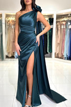 Schicke One-Shoulder-Ärmellose bodenlange Ballkleider mit Schlitz vorne