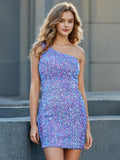 Ärmellose One-Shoulder-Pailletten-Heimkehrkleider