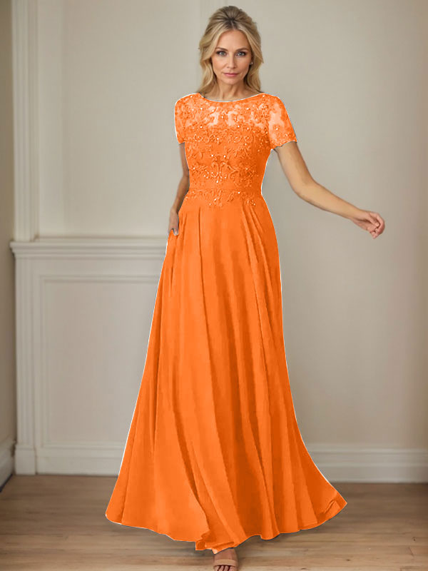 Dunkelmarineblaues A-Linien-Chiffonkleid mit U-Boot-Ausschnitt und Pailletten 