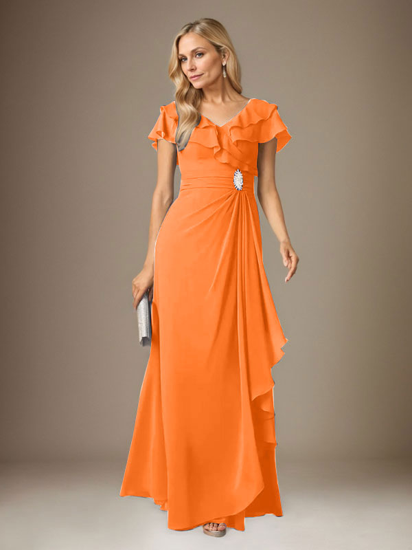 Vestido de gasa fruncido con escote en V y corte A de Stormy