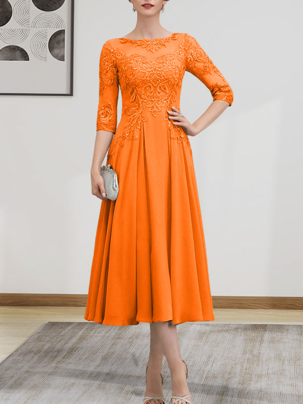 Vestido de gasa con encaje, corte A, ilusión, largo hasta la rodilla, para madre de la novia, con lentejuelas y abalorios