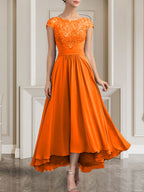 Vestido de gasa con encaje y lentejuelas para madre de la novia, corte A, largo hasta el suelo
