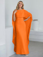 Vestido de gasa para madre de la novia, largo hasta el suelo, con escote redondo y volantes en cascada