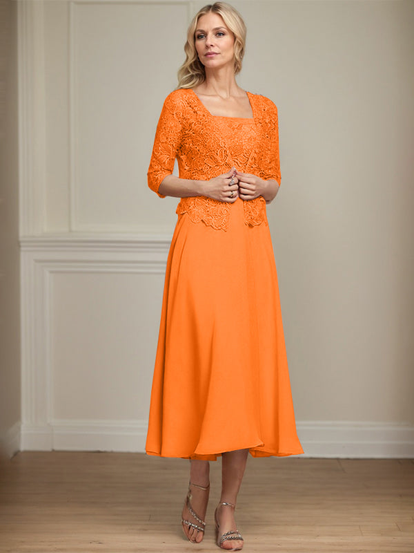 Vestido de gasa con encaje y lentejuelas para madre de la novia, corte A, largo hasta la rodilla