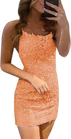 Vestidos de fiesta sin mangas con tirantes finos y encaje azul de columna corta 