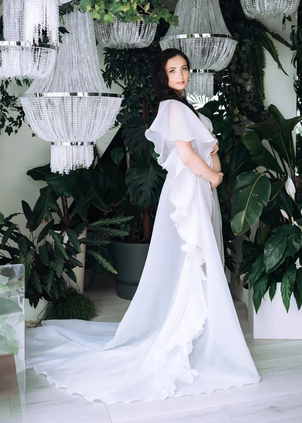 White Maternity Robe for Photoshoot SY032