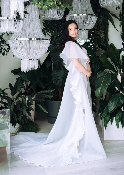 White Maternity Robe for Photoshoot SY032