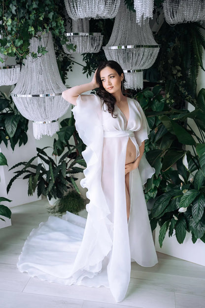 White Maternity Robe for Photoshoot SY032