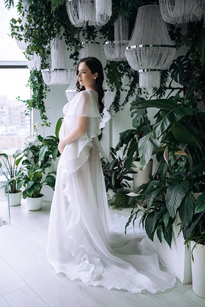 White Maternity Robe for Photoshoot SY032