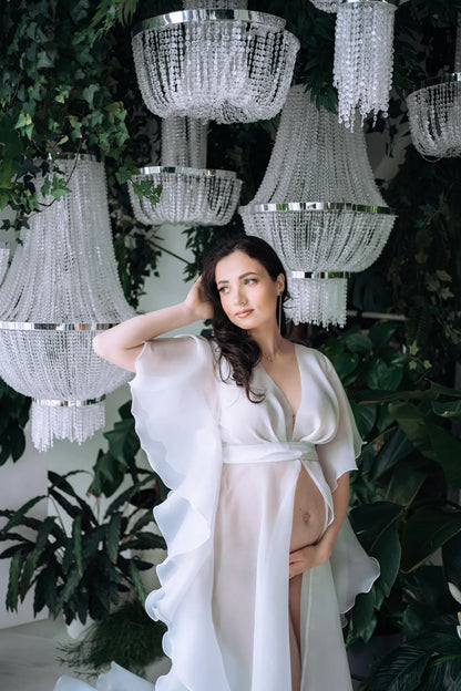 White Maternity Robe for Photoshoot SY032