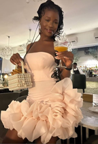 Vestido corto plisado rosa intenso sin tirantes para fiesta de bienvenida, vestido de cumpleaños Y7853