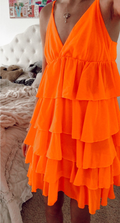 A-Linie V-Ausschnitt Orange Homecoming Kleid, Orange Partykleid Y2275