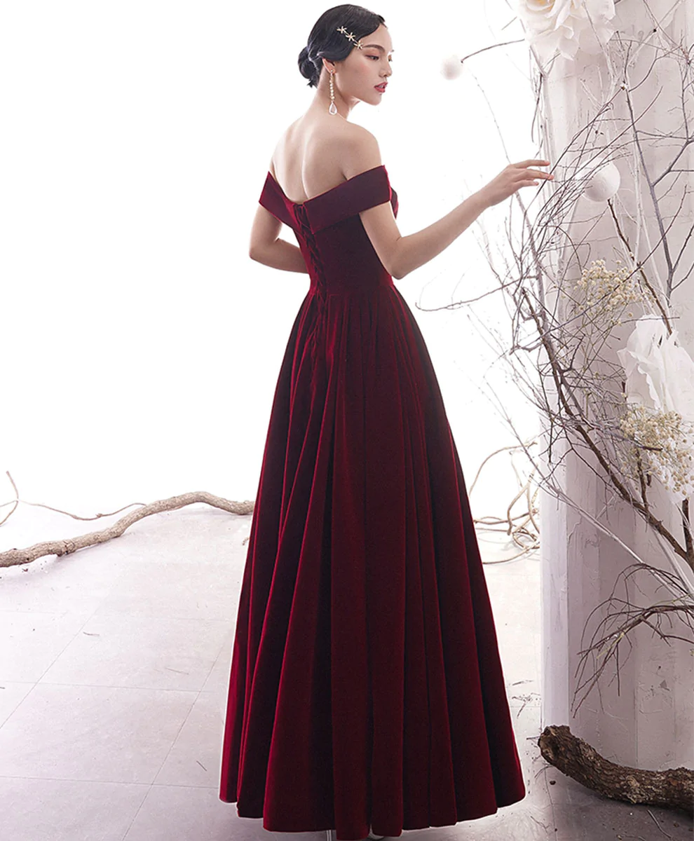Einfaches Burgunderrotes Langes Ballkleid Burgunderrotes Abendkleid Y1428
