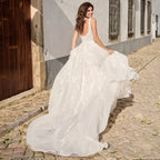 Elegant Square Neck Wedding Dress Open Back Sleeveless A-line Beading Exquisite Bridal Gowns Custom Made robe de mariée-payinti