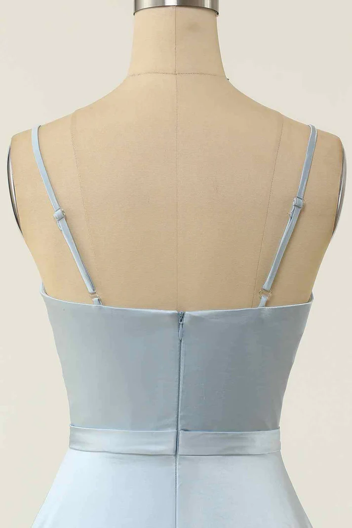 Vestido mini de fiesta plisado con escote en V y corte en A, con nudo torcido y abertura Y1866