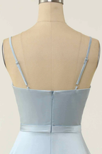Vestido mini de fiesta plisado con escote en V y corte en A, con nudo torcido y abertura Y1866