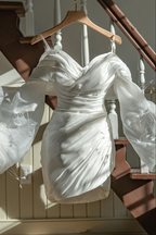Vestido blanco de fiesta de manga larga con pliegues, vestido de graduación blanco, Y2545