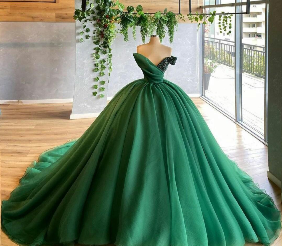 Vestidos de quinceañera verdes, vestido de baile sexy con escote en V y tul, vestido formal Y296