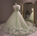 Vestido de fiesta de tul verde salvia, vestido de quinceañera verde salvia Y2335