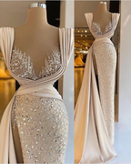 Vestidos de noche de moda color champán, vestidos de fiesta sexys, vestido de desfile Y1741