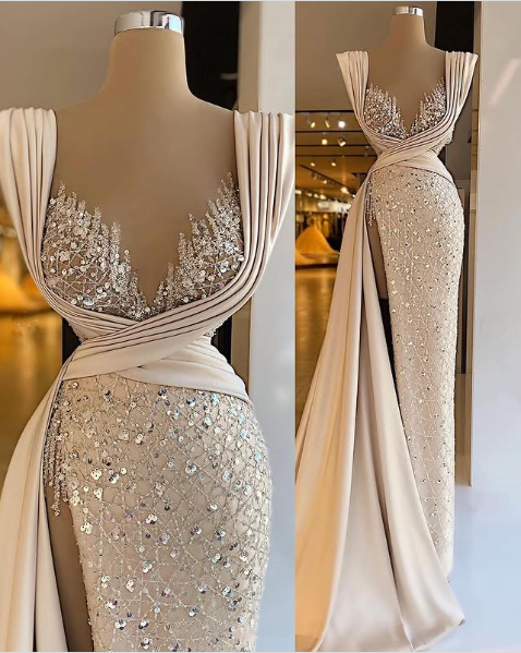 Champagner Mode Abendkleider Sexy Ballkleider Festzug Kleid Y1741