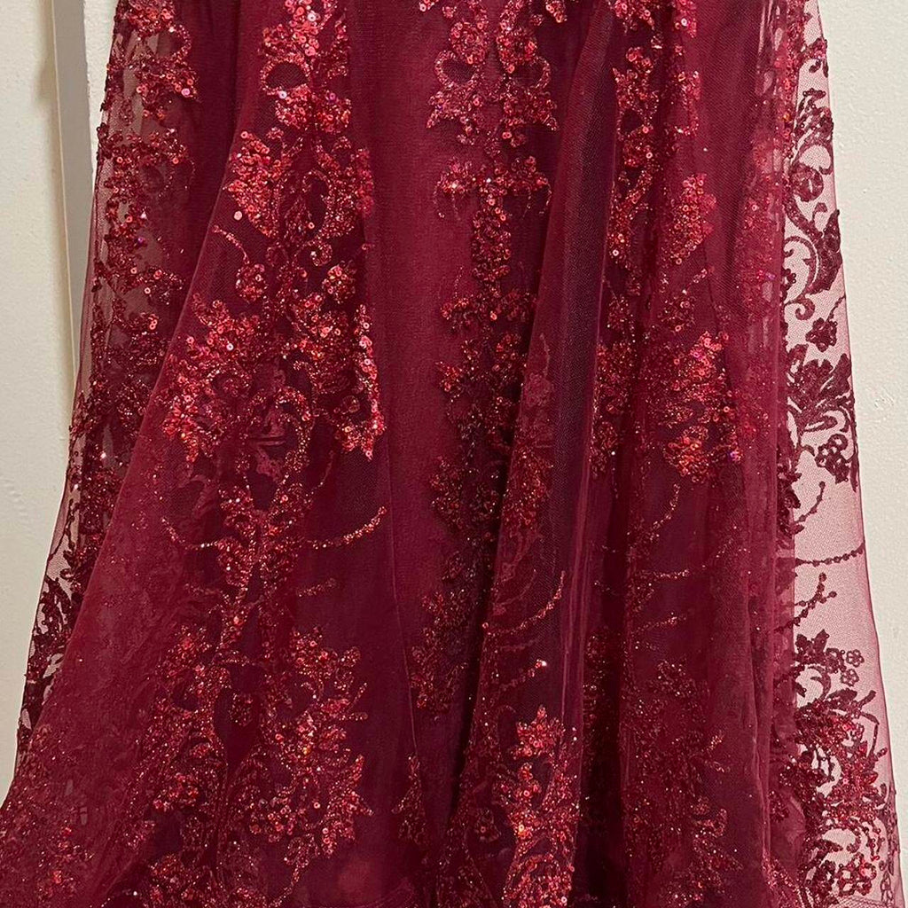 Charming Red Mermaid Lace Appliques Prom Dress,Evening Dress Winter Dance Dress Y4345