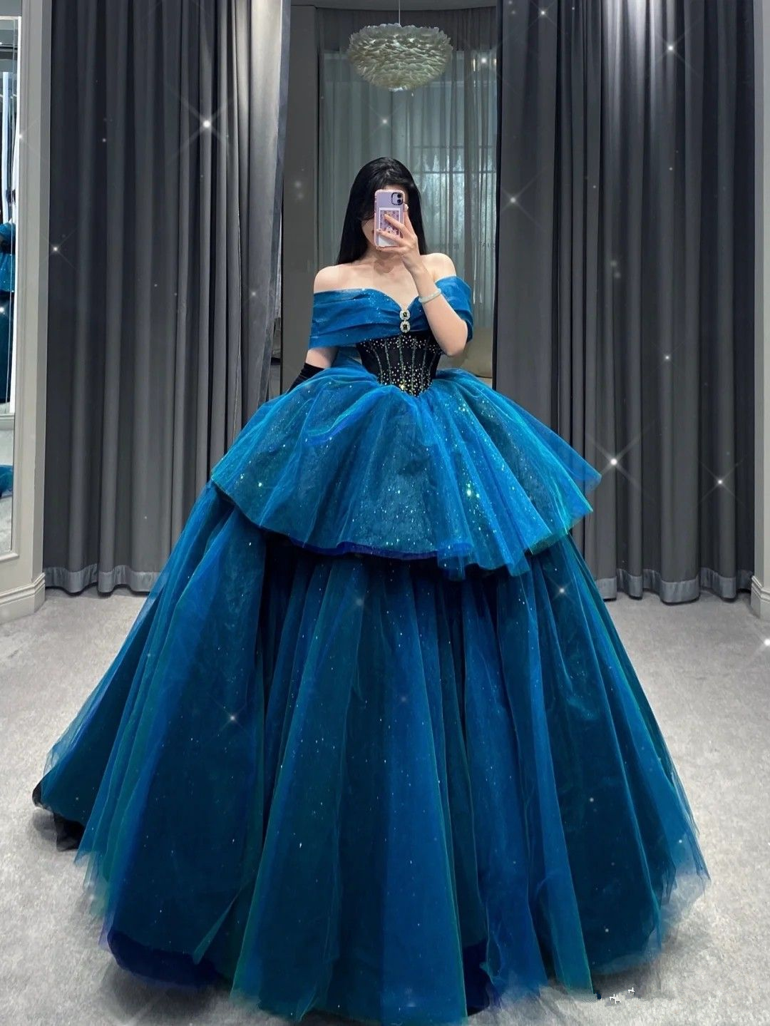 Fantástico vestido de fiesta con hombros descubiertos, vestido de princesa, vestido de fiesta de 18 cumpleaños Y4385
