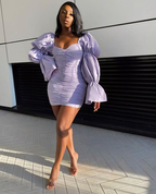 Hellviolettes kurzes Homecoming-Kleid, Outfit-Kleid zum 22. Geburtstag, Y2108
