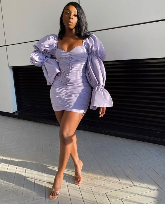 Hellviolettes kurzes Homecoming-Kleid, Outfit-Kleid zum 22. Geburtstag, Y2108