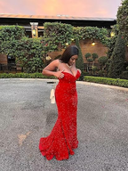 Glitzerndes königsblaues Meerjungfrau-Ballkleid, königsblaues Abendkleid Y5629