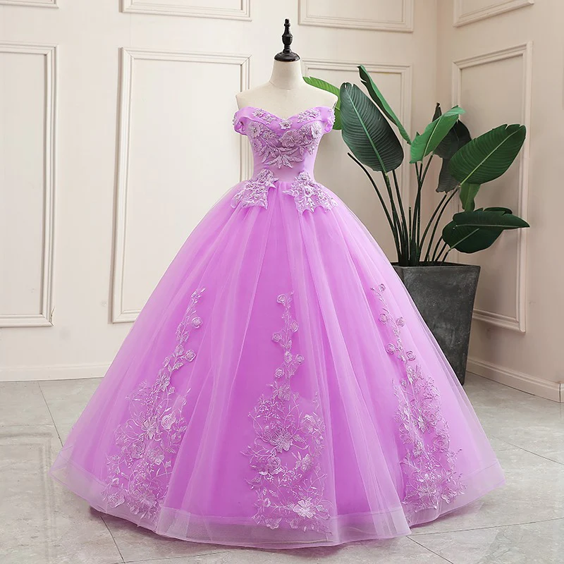 Vestido de quinceañera morado, vestido clásico de princesa Y299