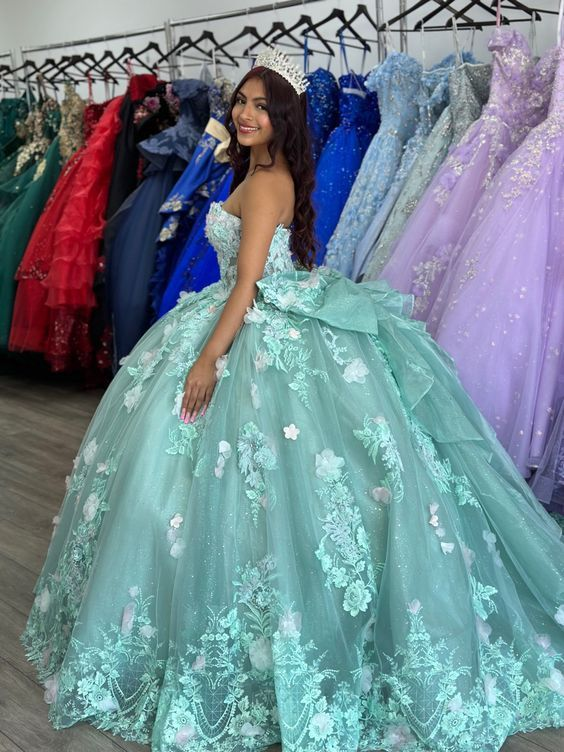 Salbeigrünes Quinceanera-Kleid, Ballkleid, Sweet 16-Kleid, Y7036